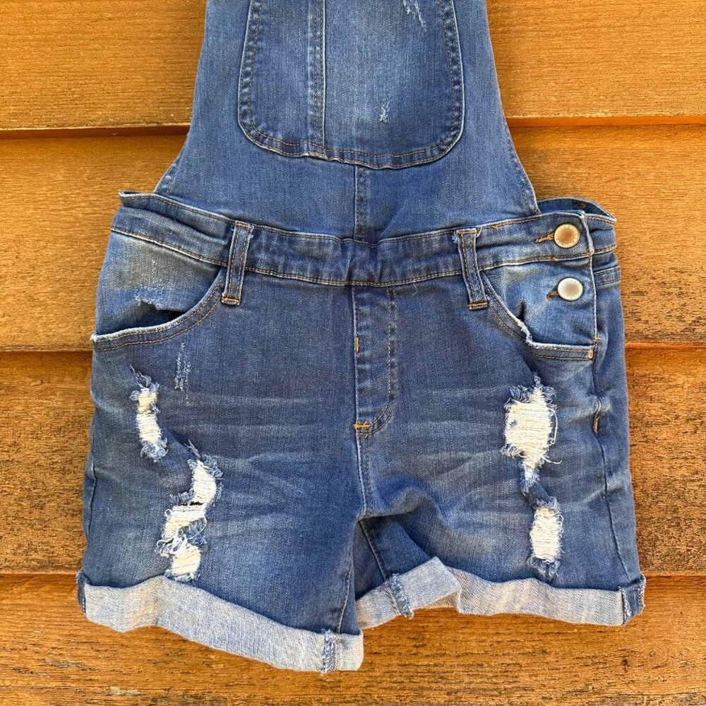 I & M Jeans Denim Overalls Shorts Cuffed Jean Shorts Size L - Picture 5 of 10